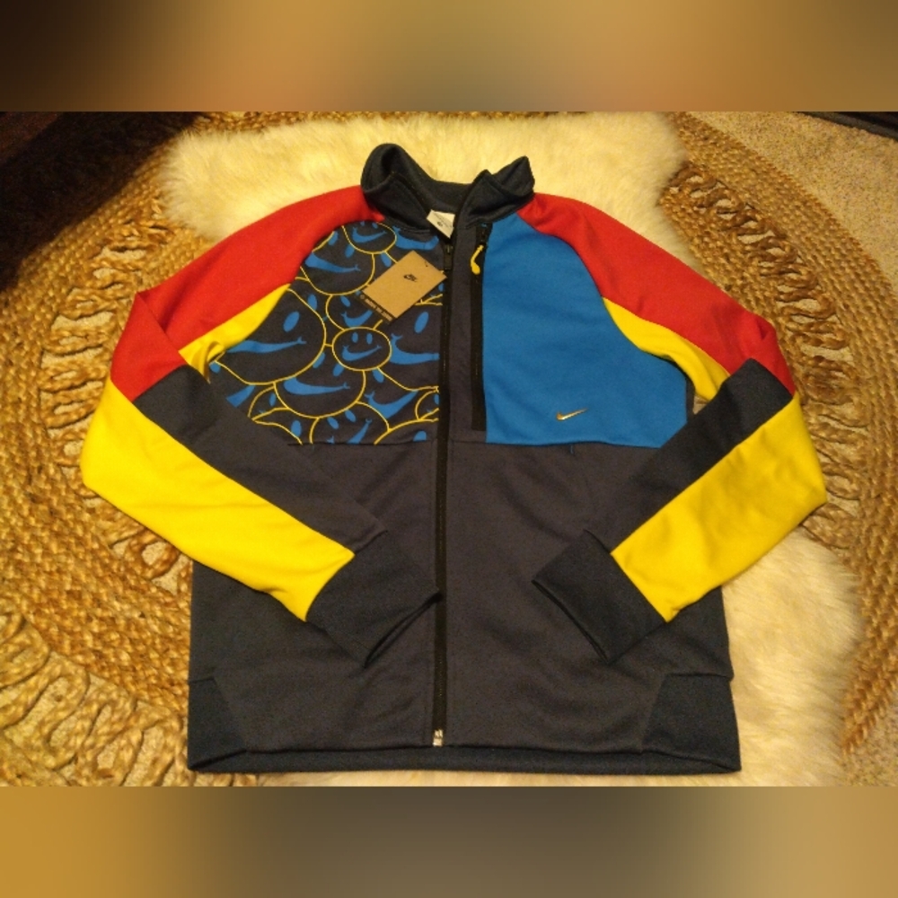 Nike Mens Sportswear Color Block Smile Logo Track Jacket DQ3524-437 Size Small